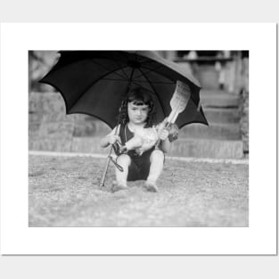 Little Girl at the Beach, 1923. Vintage Photo Posters and Art